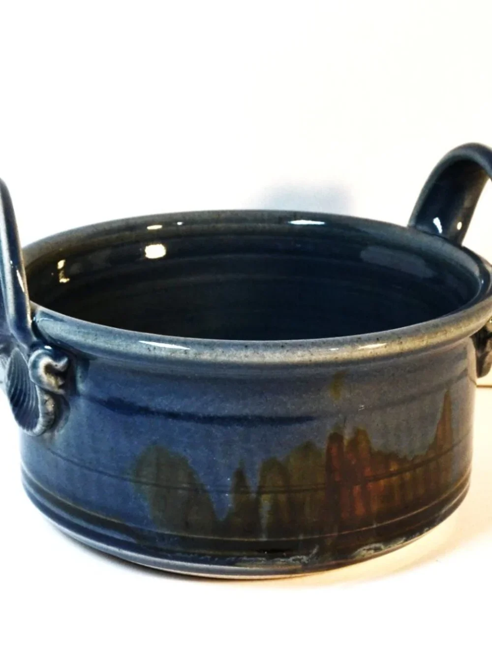 Davis Pottery Handmade Oven Proof Dish Blue With Brown Kitchen Bakeware